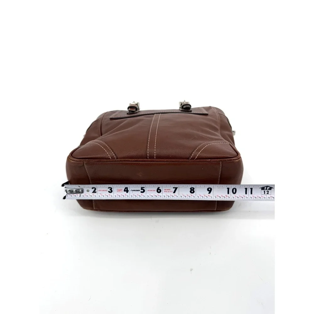 Coach Brown Leather Tote Bag F11396 Vintage Shoulder Bag Purse Silver Hardware - Picture 12 of 15